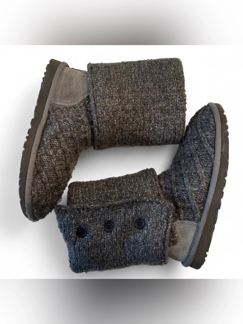 UGG Classic Cardy Lattice Knit Gray Convertible Boots Women’s 6